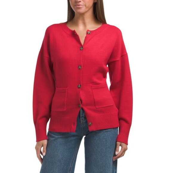 LE LIS Red Oversized Cardigan - Picture 1 of 2